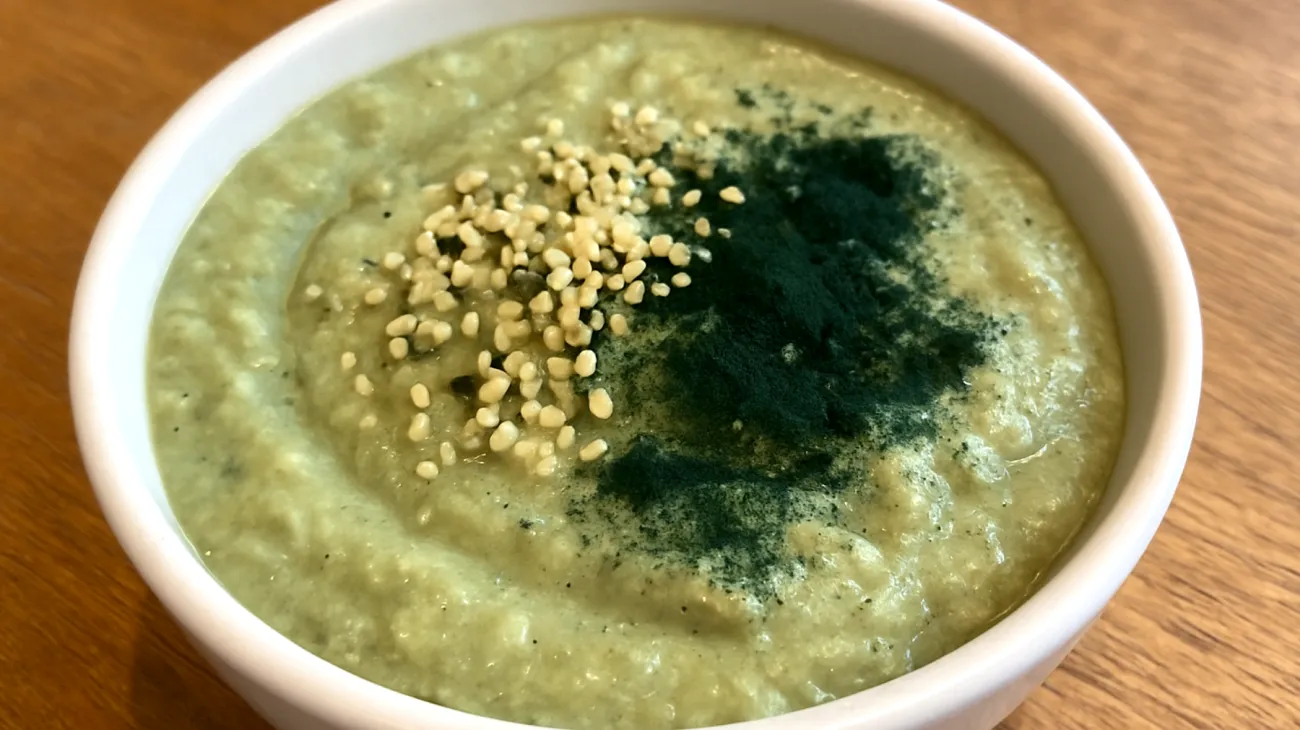Amaranth-Buchweizen-Porridge mit Hanfsamen und Spirulina"