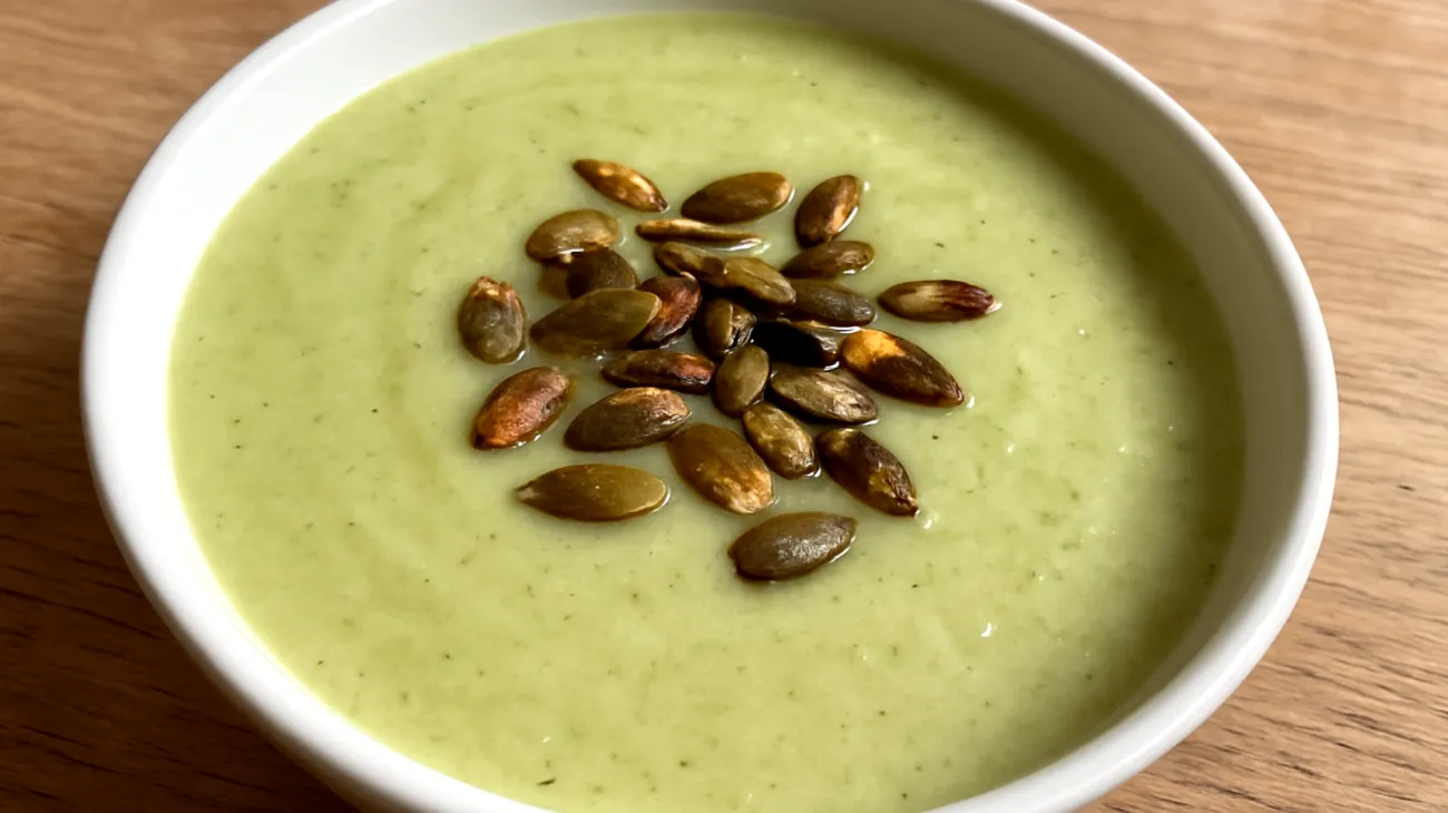 Fenchel-Gurken-Suppe mit gerösteten Kürbiskernen"